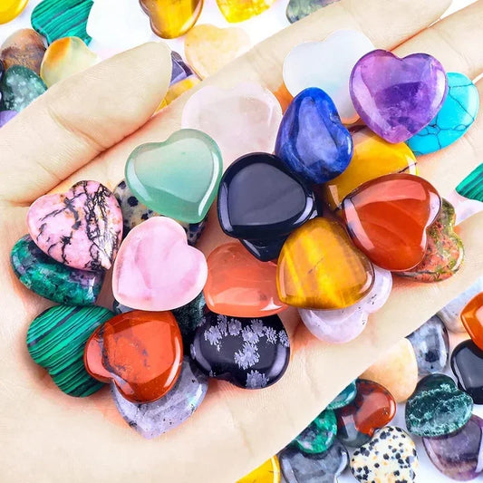 10/20/30 PCS Heart Shape LOVE Natural Crystal Amethyst & Agate – 20mm Healing Stone Gravel Specimens